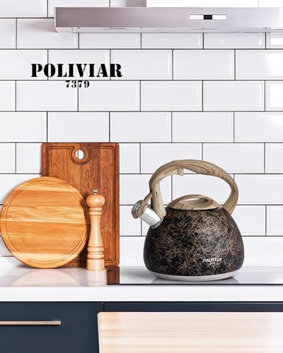 POLIVIAR Tea Kettle (2.7 Quarts / Black/Gold)