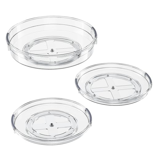 3 Pack Lazy Susan Organizer Turntable for Cabinet (Clear / 3 Pack 12in+10.6in+9.25in)