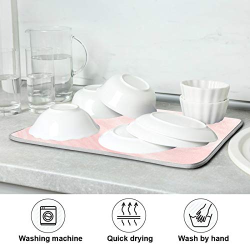 Super Absorbent Dish Drying Mat (Pink Coral Marble / 16" x 18")