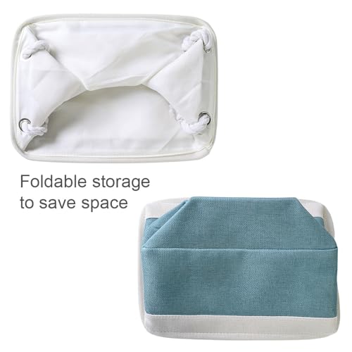Fabric Storage Bins Baskets for Organizing (White And Green / 3PCS/Medium -13.8Lx9.8Wx6.7H)