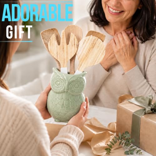 Sage Green Owl Utensil Holder (Sage Green)