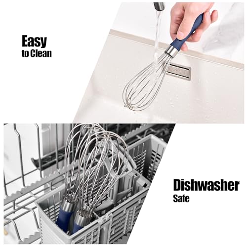 18 8 Stainless Steel Balloon Whisk for Cooking (S / Navy Blue)