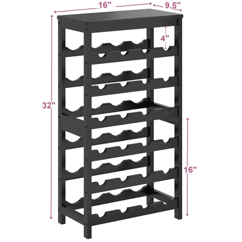 6 Tier Bamboo Wine Rack Freestanding Floor (24 Bottles / Black)