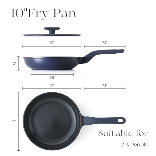 Nonstick Ceramic Frying Pan with Lid (10" W/Lid / Blueberry Mist)