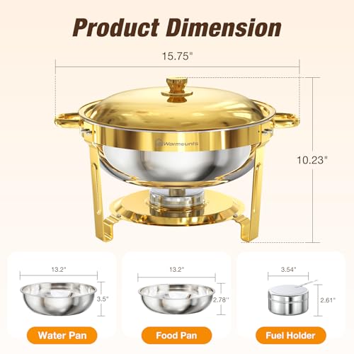 Round Chafing Dishes for Buffet (Gold)