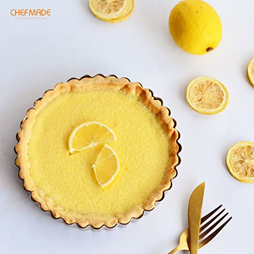 Tart Pan, 7-Inch with Removable Loose Bottom Non-Stick Round Quiche Bakeware for Oven and Instant Pot Baking (Champagne Gold) (7" with Removable Bottom)