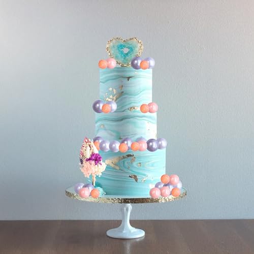 21 Pack Flower Boho Cake Topper Ball Cake Decorations Palm Leaves Plants Cake Decor for Girl Bohemian Princess Theme Wedding Baby Shower Birthday Party Supplies Pink Purple (21 Count)
