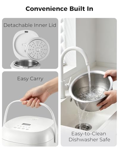 Stainless Steel Rice Cooker Small 6 Cup (Warm White)