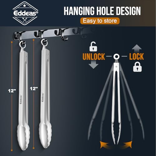 2 PCS 12 Inch Tongs for Cooking Heavy Duty All Metal Kitchen Tongs (2 Count)