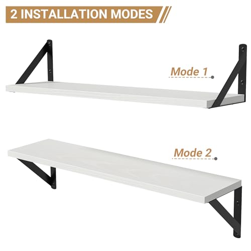 Floating Shelves for Wall (White / 27.56"W x 5.9"D x 5.4"H,Set of 3)