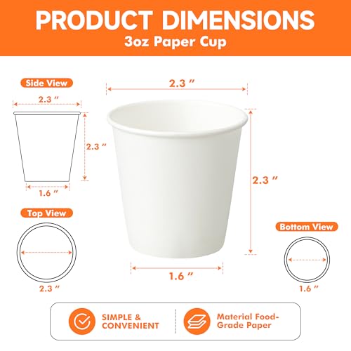 600 Pack 3 oz Bathroom Paper Cups for Mouthwash (White / 3 oz)