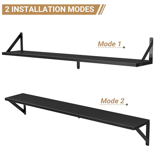 Floating Shelves for Wall (Black / 31.5"W x 5.9"D x 5.4"H,Set of 3)