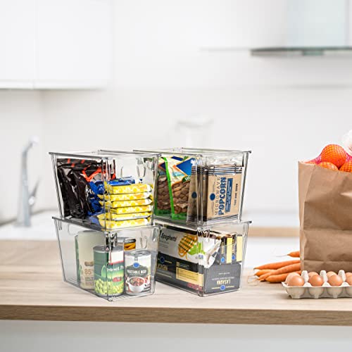 Plastic Storage Bins with Lids for Pantry & Fridge (8 Count)