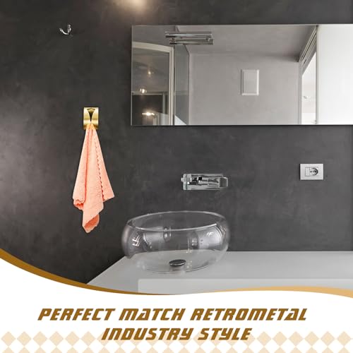 4 Pcs Self Adhesive Kitchen Towel Hook Holder (Gold)