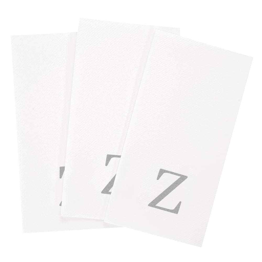 Silver Z White Linen Feel Guest Towel Napkin (Silver / 2000 Count / Z)