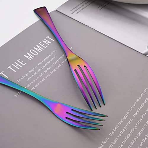 Luxury 18 10 Stainless Steel Matte Rainbow Colorful Cutlery Flatware Set (4 / Rainbow)