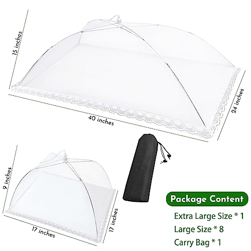 Mesh Food Covers for Outside (1 Extra Large (40x24 in) & 8 Large (17x17 in))
