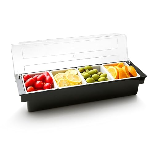 Ice Chilled Condiment Caddy with 4 Removable Trays and Lids (4 Compartment)