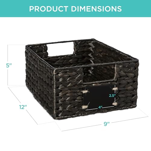 Set of 4 9x12in Water Hyacinth Pantry Baskets (9x12x5in / Black)