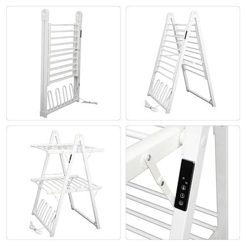 Heated Clothes Drying Rack Foldable Timer Shoes Socks