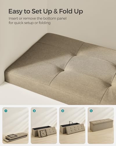 43.3 Inches Storage Ottoman (Camel Brown / 15"D x 43"W x 15"H (with Flipping Lid))