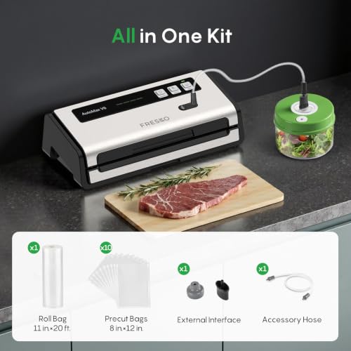 Food Vacuum Sealer with Automatic Bag Detection & Built (Silver / Large)