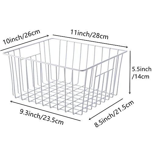 Freezer Baskets Storage Basket Organizers (White-4pack / 11''L X 10''W X 5.5''H)