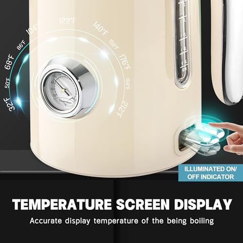 57oz Electric Kettle with Thermometer (Beige)