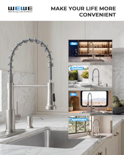 Utility Sink Faucet with Sprayer and Soap Dispenser (Brushed Nickel)