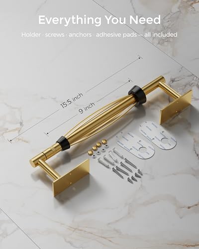 Gold Paper Towel Holder Under Cabinet with Damping Self Adhesive (Gold / One Hand Tear Holder)