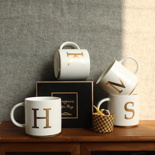 Monogram Ceramic Mugs (gold-H)