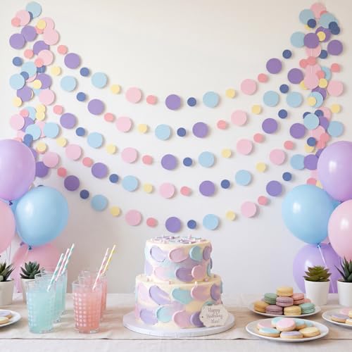10 Pieces Dot Garland Banner Hanging (Pastel Rainbow Color)