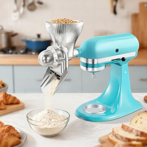 All Metal Grain Mill Attachment for KitchenAid Stand Mixers with 12 Grind Level Wheat Grinder Flour Mill for Sourdough Baking (Metal)