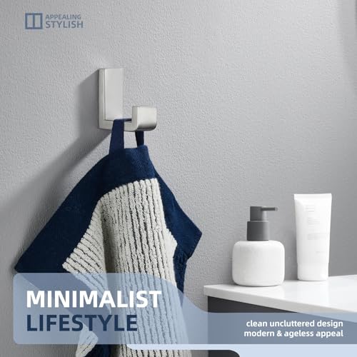 Towel Hook for Bathroom (1 Pack / Brushed Nickel)