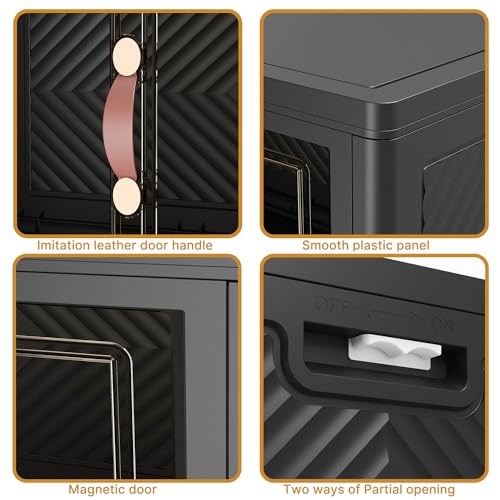 672QT Stackable Storage Bins with Lids (Black / 29.5"L)