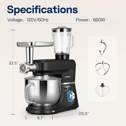 6-in-1 Stand Mixer, 8.5-Quart Tilt-Head Mixer, 10 Speeds, Black (6-in-1 / Black)