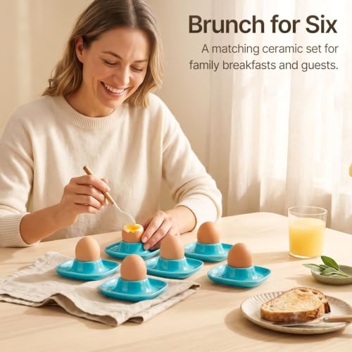 Soft Boiled Egg Cups (6 Pack / Square Style, Blue)