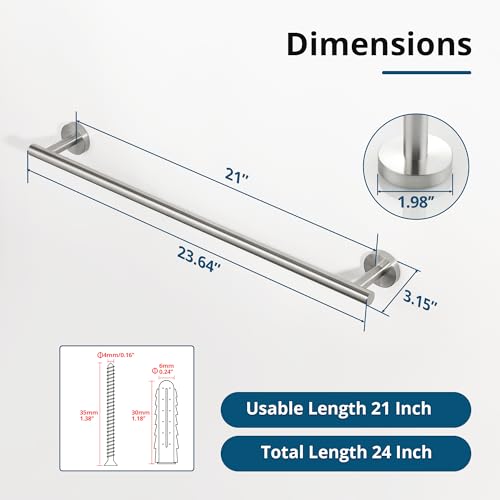 Towel Racks for Bathroom 24 Inch (Brushed Nickel / 24" (21" Hanging Length))