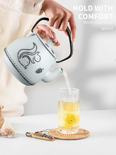 Teapot with Removable Infuser (1 Quarts / Light Blue Squirrel)