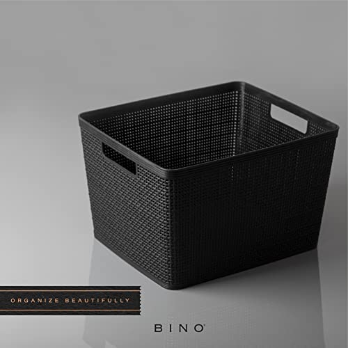 Woven Plastic Basket (Black / 3PK- L)