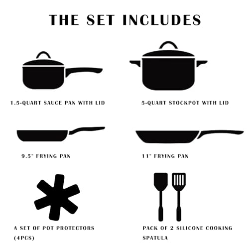 Non Stick Pots and Pans Set (12 pieces Black)