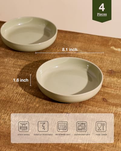 Milkyway 33 oz Pasta Bowls Set of 4 (Light Cream Green / Set of 4)