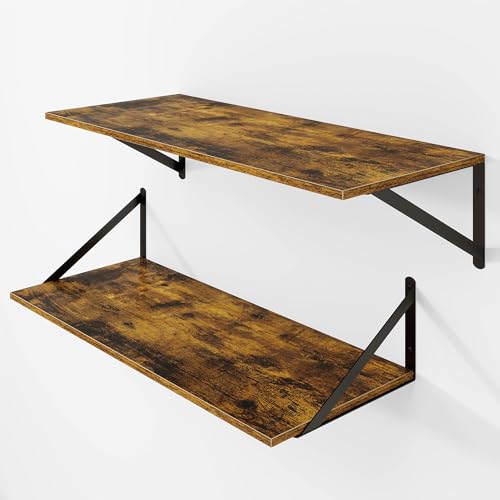 28W x 12D Deep Floating Shelves Set of 2 Rustic Brown (Rustic Brown With Black Metal Bracket / 28Wx12Dx5.8H)