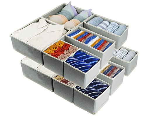 12 Pack Drawer Organizer Clothes (Gray / 12 Pack)