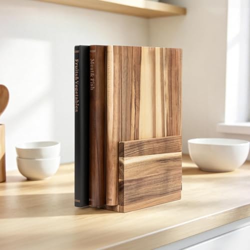 Book Cutting Board Set with Stand (13.8"L x 13.8"W)