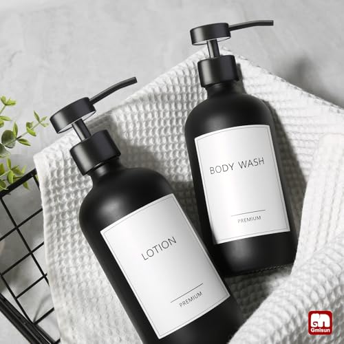 Black Soap Dispenser (Black Bottle + Black Flat Pump / 2 Pack)