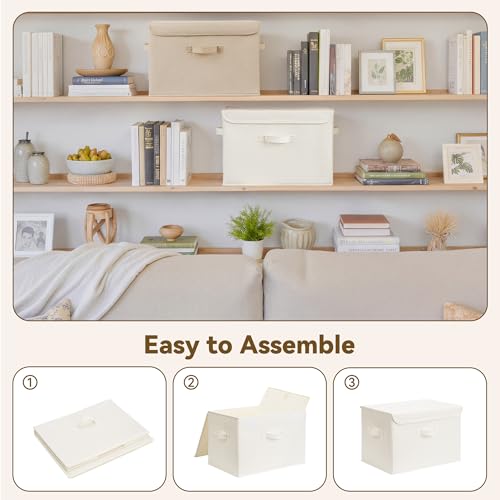 Memory Keepsake Storage Box (Ivory White&Khaki / Extra Large-2 Pack)