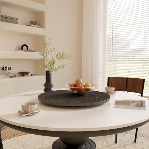 19.69" Sintered Stone Lazy Susan for Table Top (Black Wood / 50CM)
