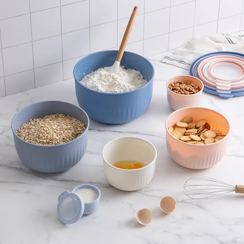 Prep Bowls with Lids (Blue/Pink / 12 Piece Set - Deep Bowls)