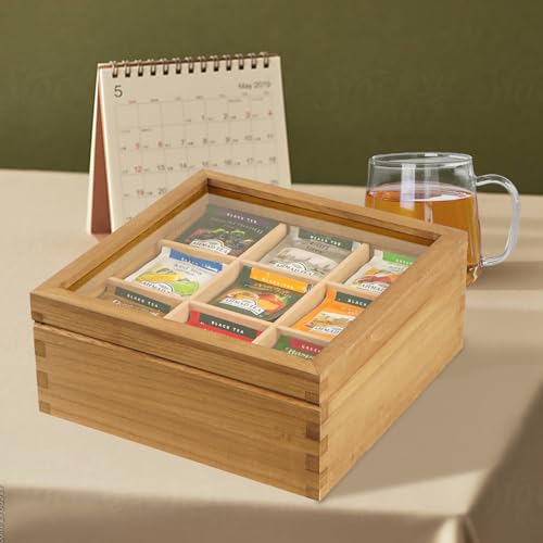 Wood Tea Bag Organizer (Carbonized / 9 Compartments)